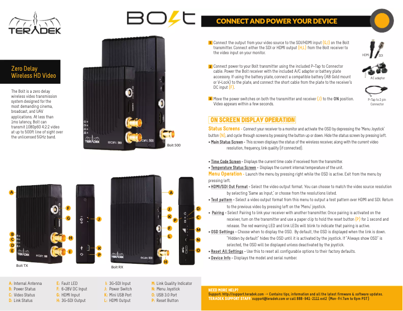 Page 1 de la notice Manuel utilisateur Teradek Bolt 500 XT