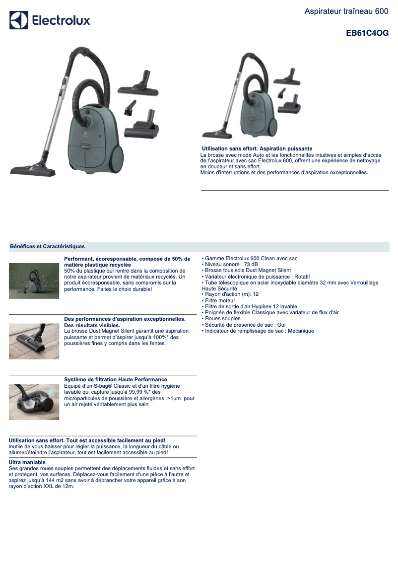 Page 1 de la notice Manuel utilisateur Electrolux EB61C4OG