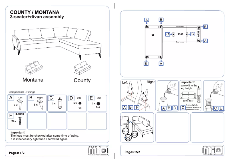 Page 1 de la notice Manuel utilisateur Mio County