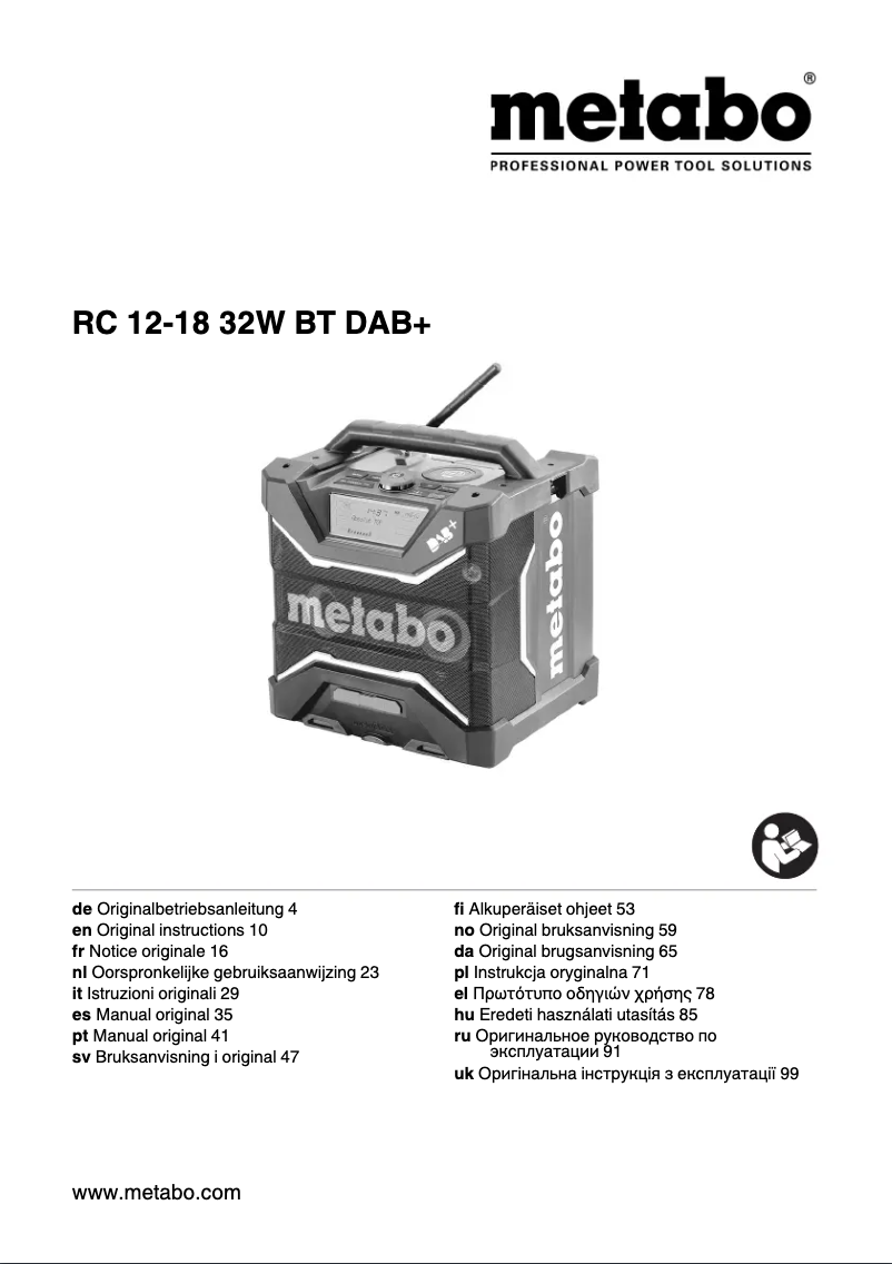 Image de la première page du manuel de l'appareil RC 12-18 32W BT DAB+