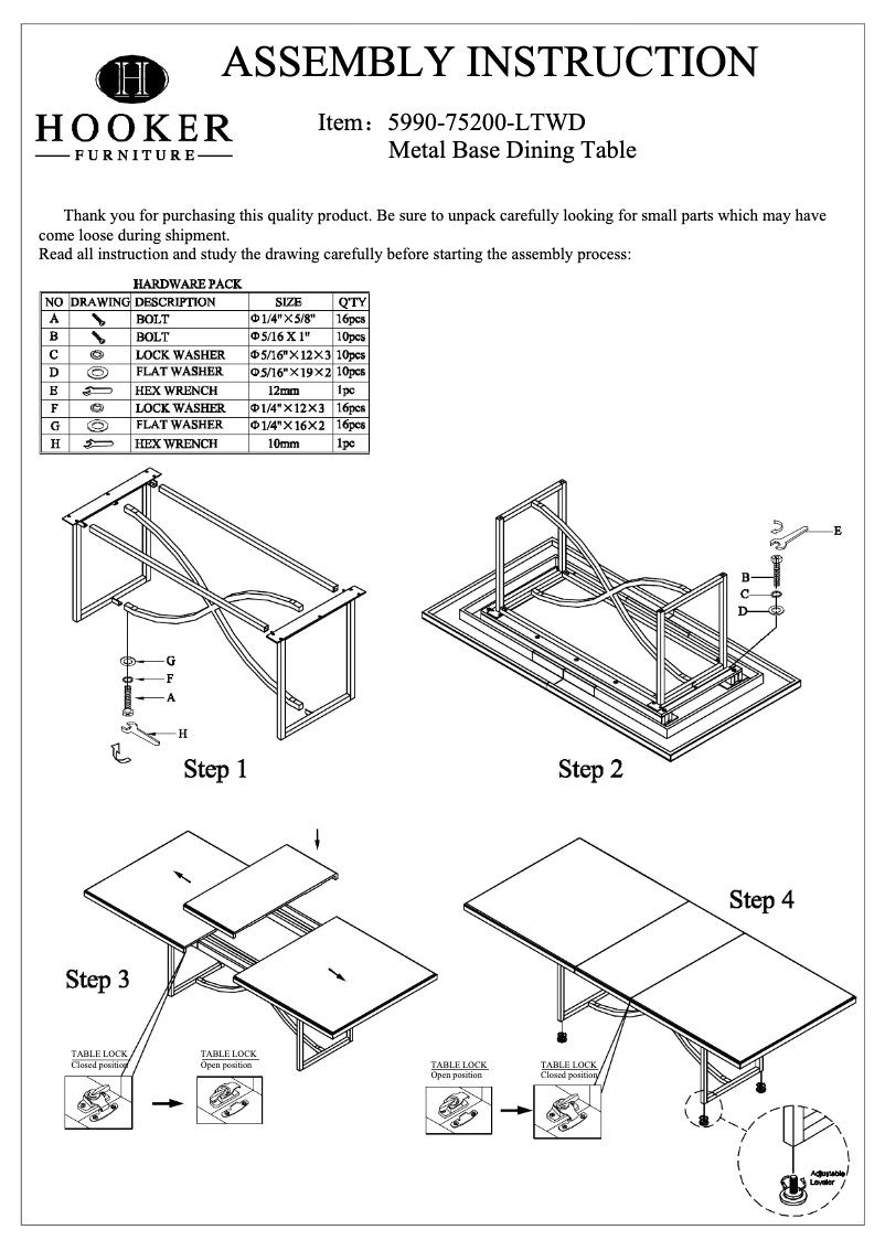 Page n°1 - Manuel utilisateur Hooker 5990-75200-LTWD