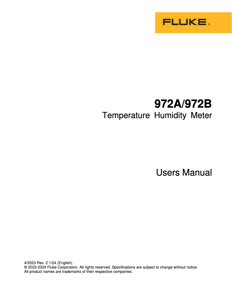 Page n°1 - Manuel utilisateur Fluke 972A