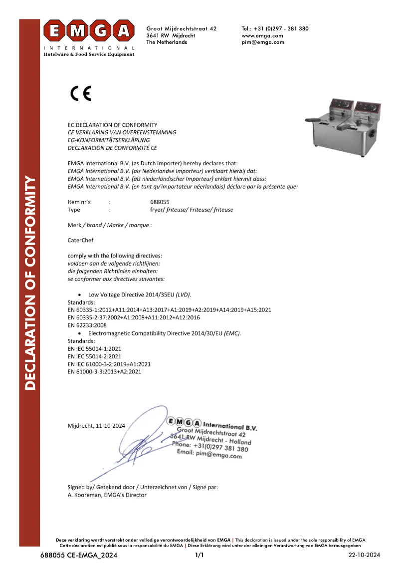 Page 1 de la notice Manuel utilisateur CaterChef 688055