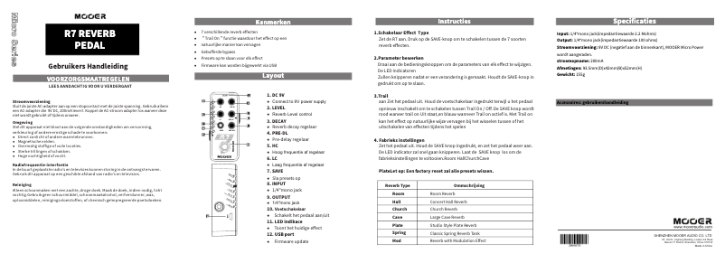Page n°1 - Manuel utilisateur Mooer R7 X2 Reverb