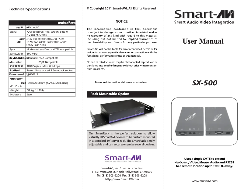 Page n°1 - Manuel utilisateur Smart-AVI SX-RX500S