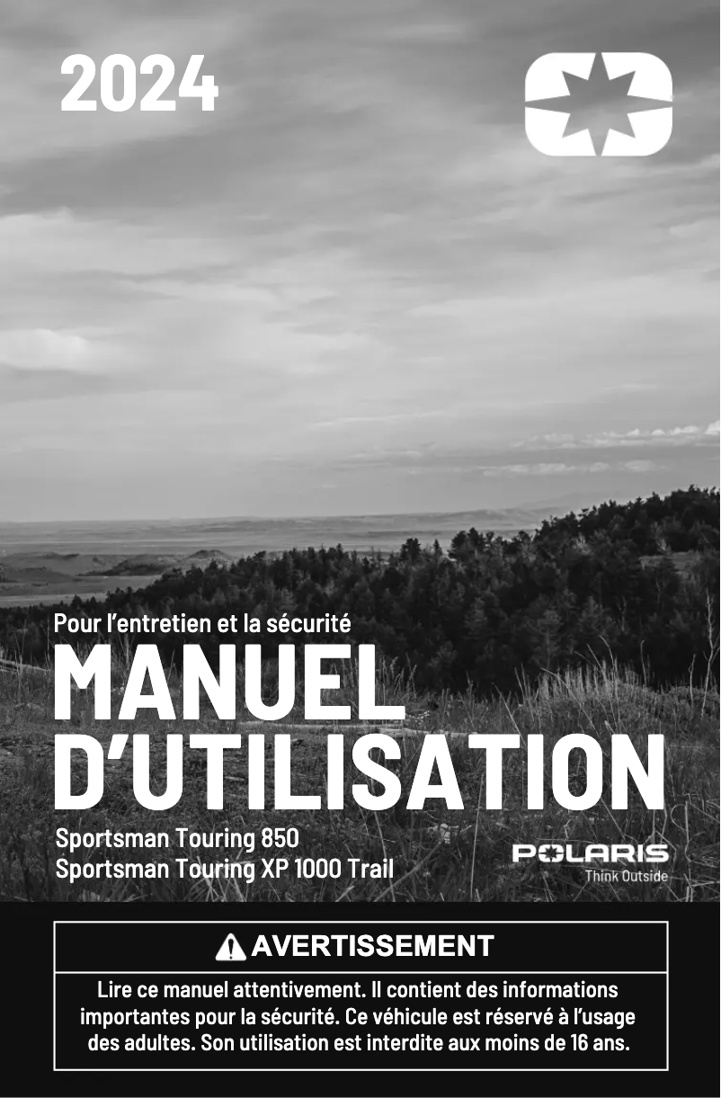 Page 1 de la notice Manuel utilisateur Polaris Sportsman Touring XP 1000 Trail (2024)