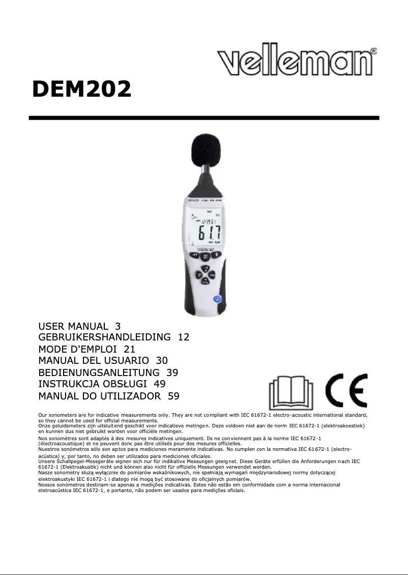 Página 1 del manual Manual de usuario Velleman DEM202