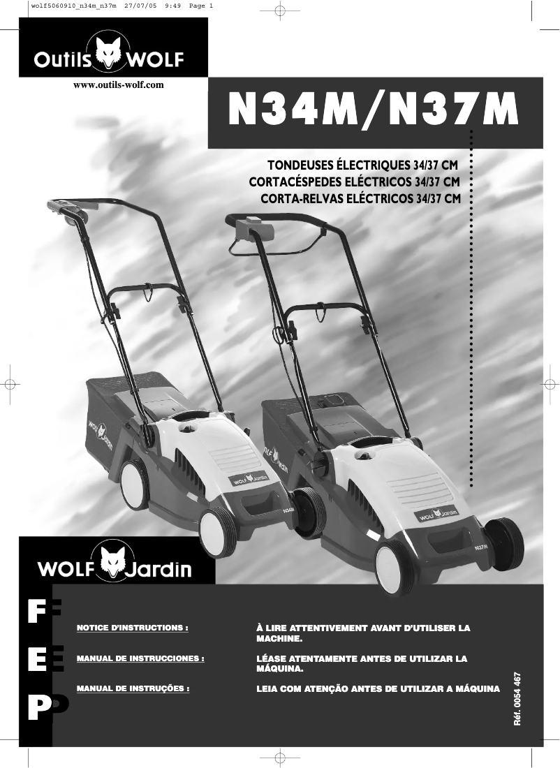 Page 1 de la notice Manuel utilisateur Wolf Garten N34M
