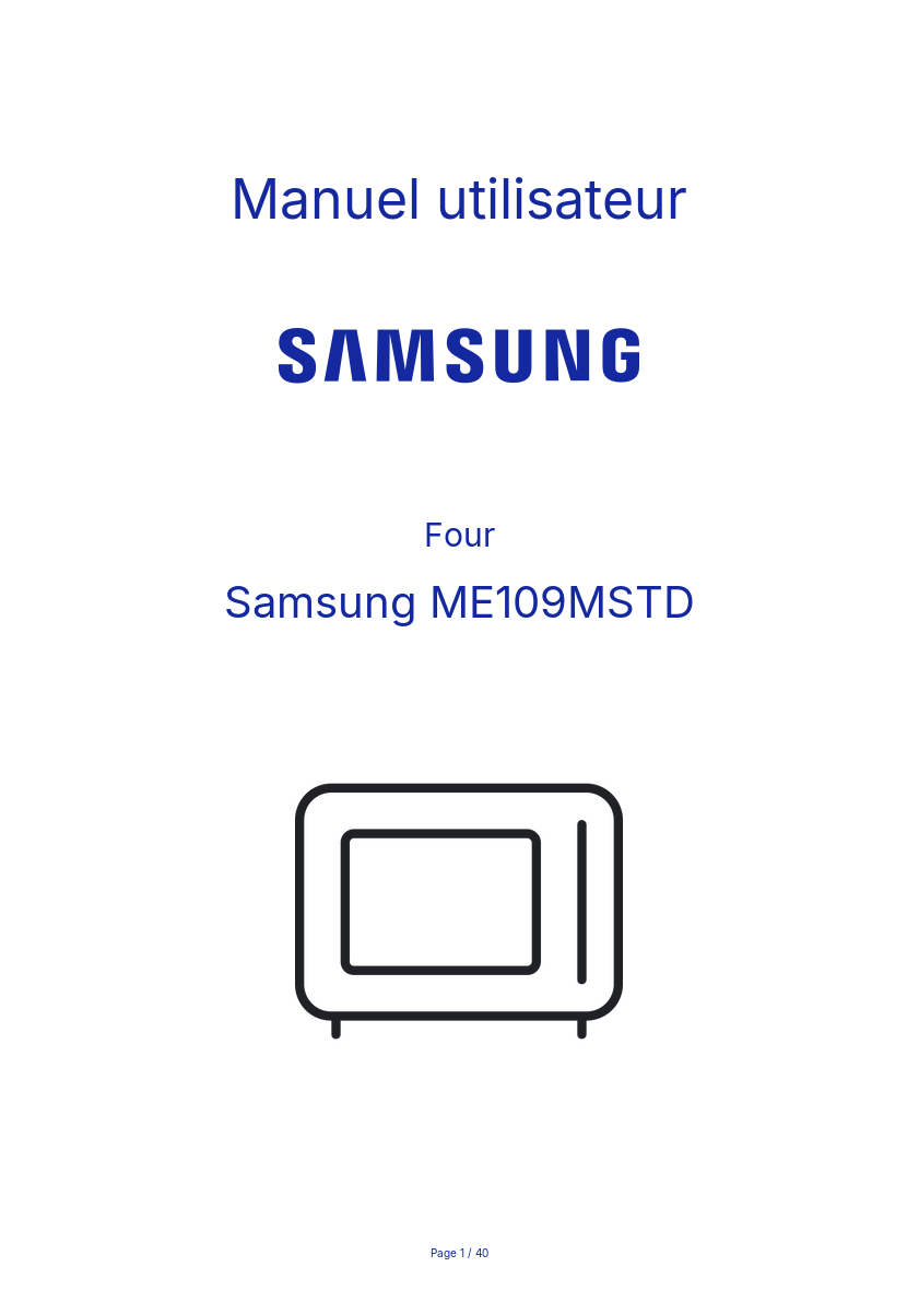 Image de la première page du manuel de l'appareil ME109MSTD