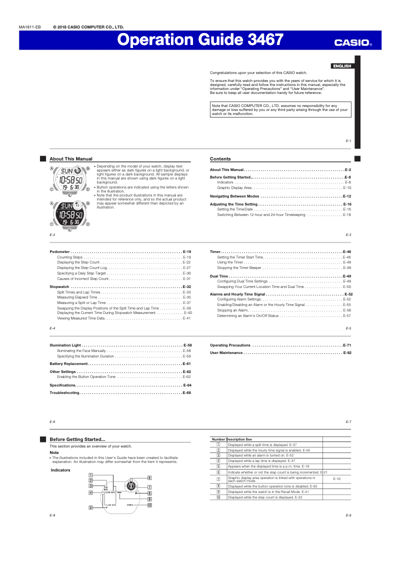 Page n°1 - Manuel utilisateur Casio Collection LWS-2000H-1AVEF
