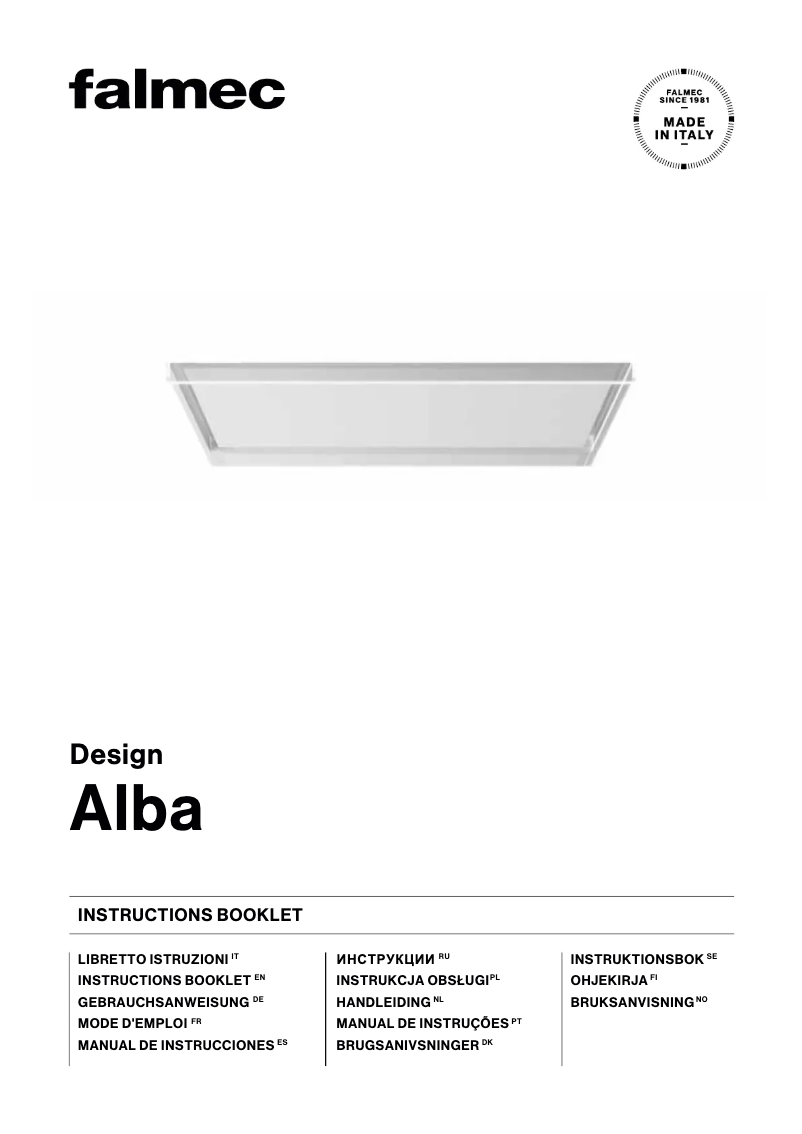 Page 1 de la notice Manuel utilisateur Falmec Alba