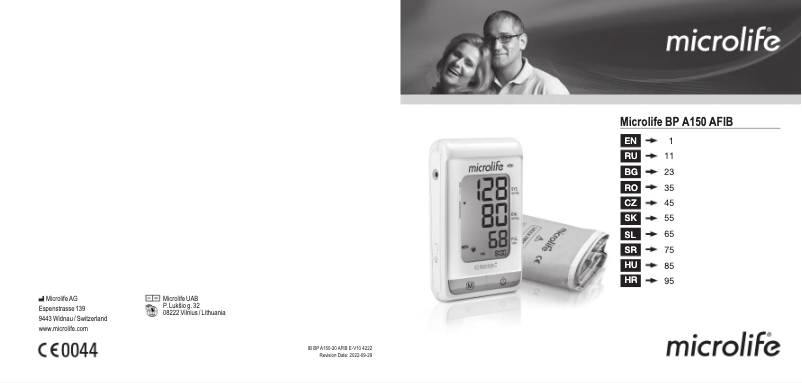Page n°1 - Manuel utilisateur Microlife BP A150-30 AFIB