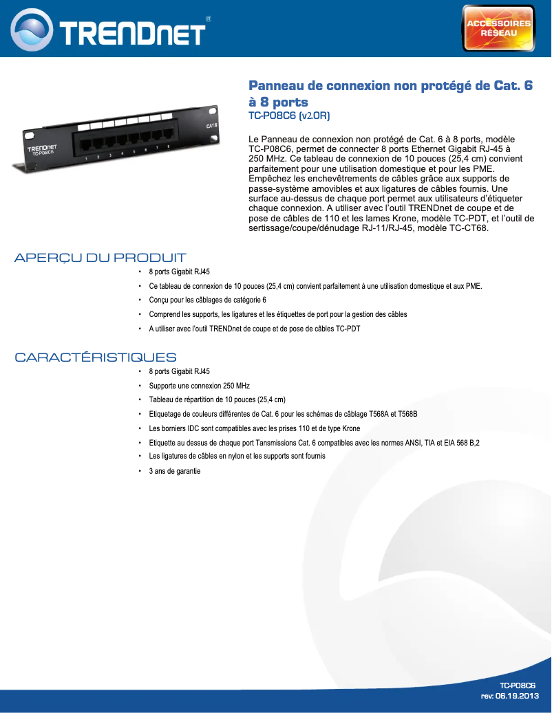 Image de la première page du manuel de l'appareil TC-P08C6