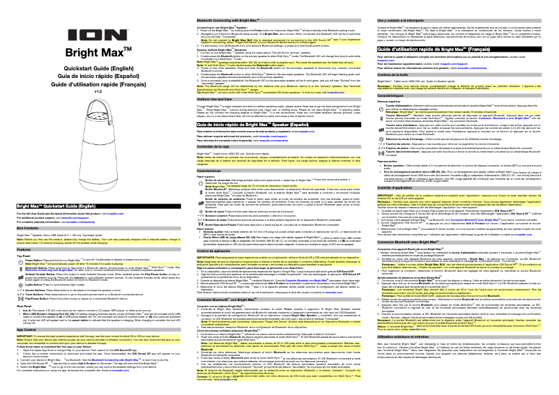 Page n°1 - Guide de démarrage rapide ION Bright Max