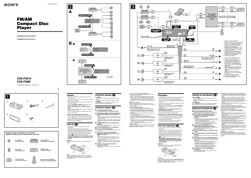Page n°1 - Guide d'installation Sony CDX-F5510