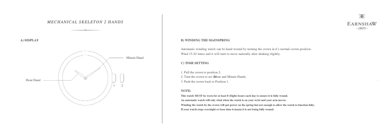 Page 1 de la notice Manuel utilisateur Earnshaw Bauer ES-8061-05