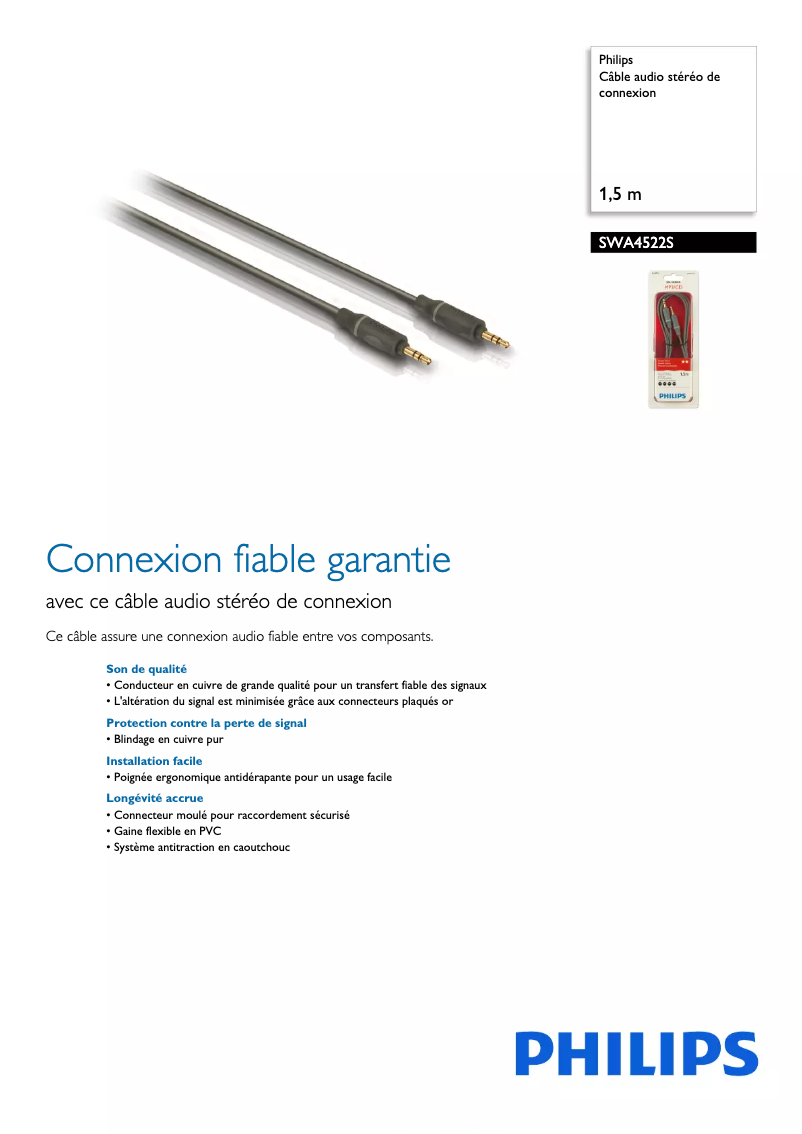 Page 1 de la notice Fiche technique Philips SWA4522S
