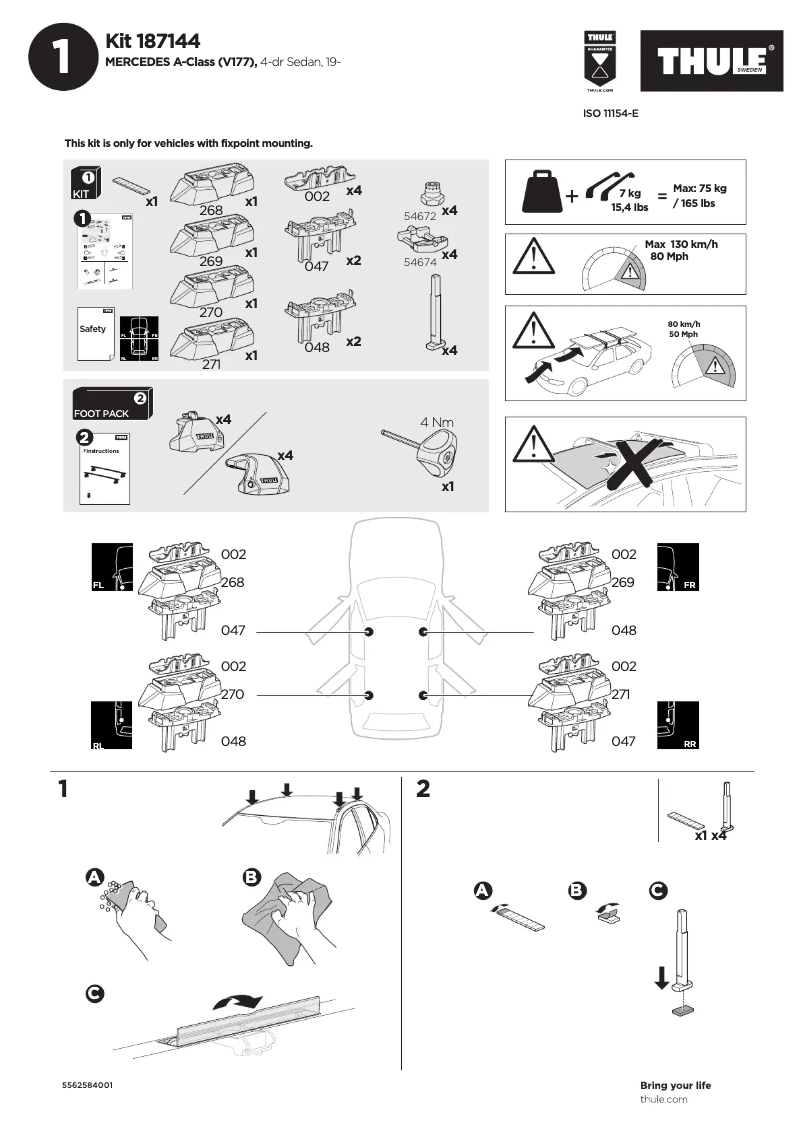 Page n°1 - Manuel utilisateur Thule Kit 187144