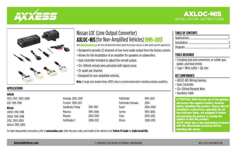 Image de la première page du manuel de l'appareil AXLOC-CH4