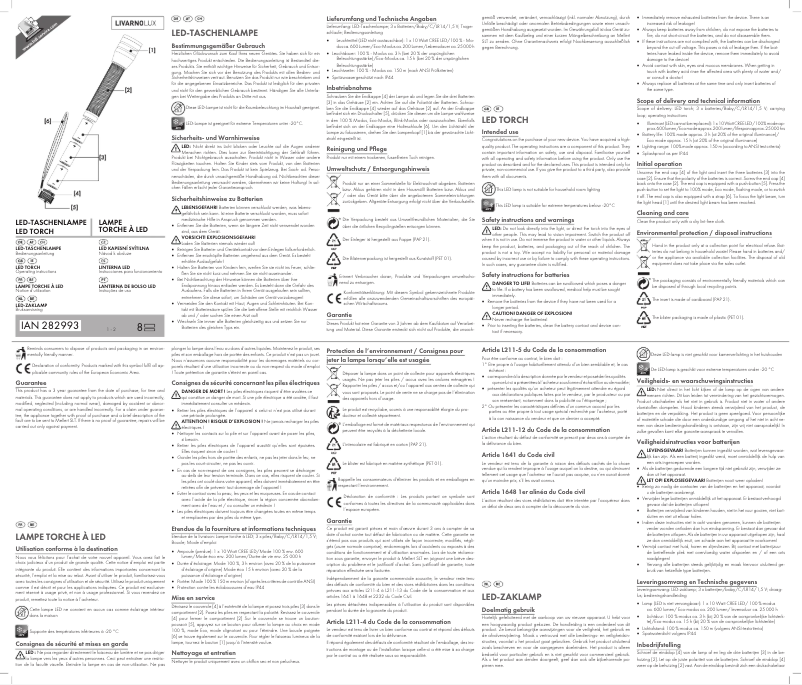 Page 1 de la notice Manuel utilisateur Livarno Lux IAN 282993