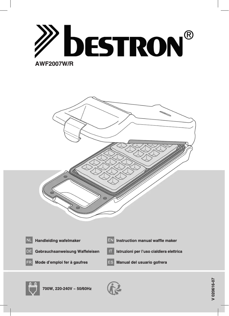 Page 1 de la notice Manuel utilisateur Bestron AWF2007R
