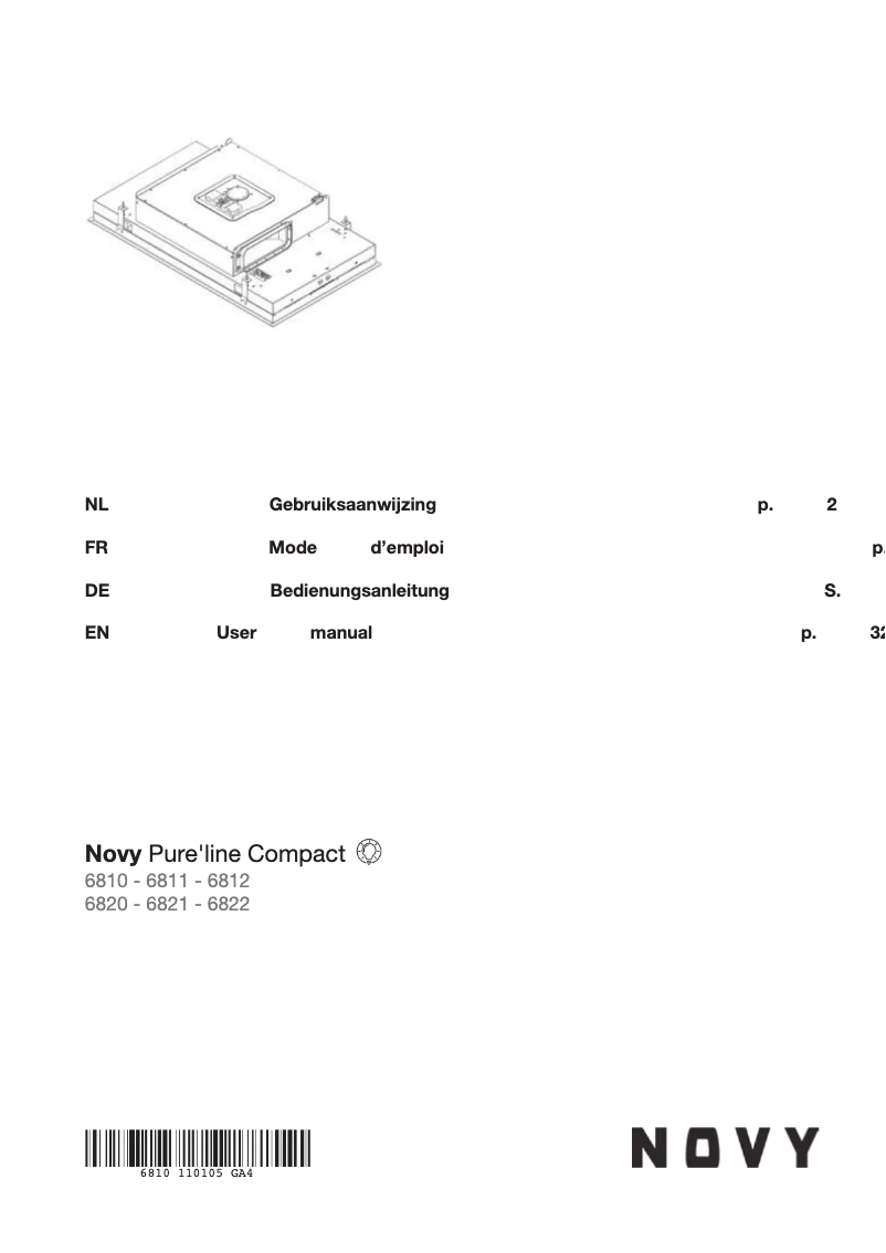 Page 1 de la notice Manuel utilisateur Novy Pure'line Compact 6810