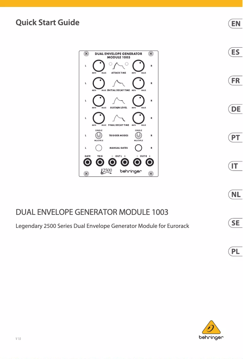 Page 1 de la notice Manuel utilisateur Behringer Dual Envelope Generator Module 1003