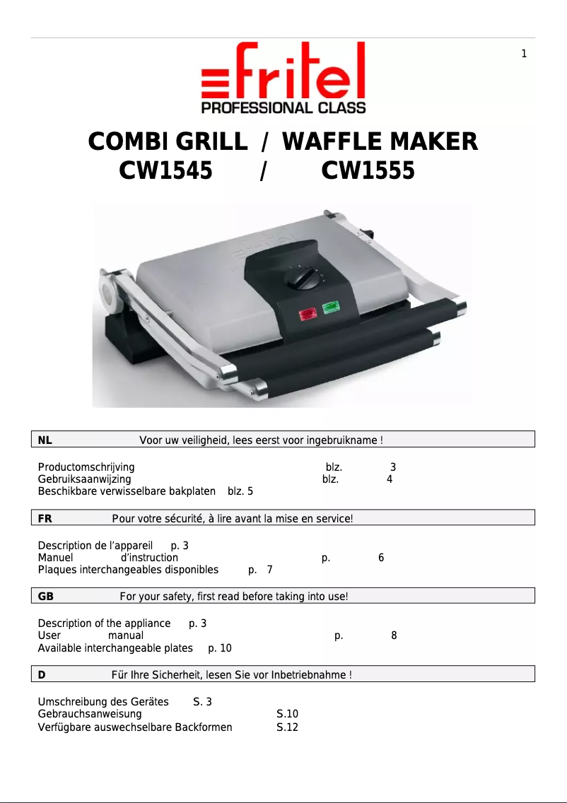 Image de la première page du manuel de l'appareil CW 1545