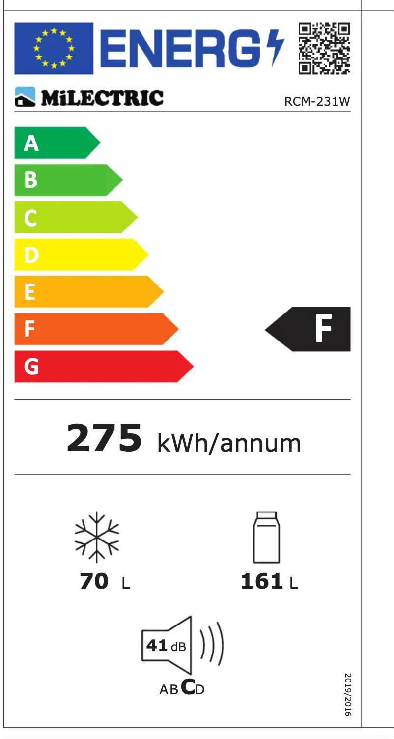 Page n°1 - Label énergétique Infiniton RCM-231B
