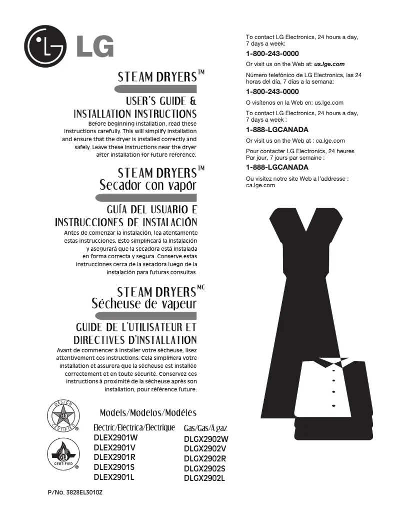 Page 1 de la notice Manuel utilisateur LG DLGX2902V