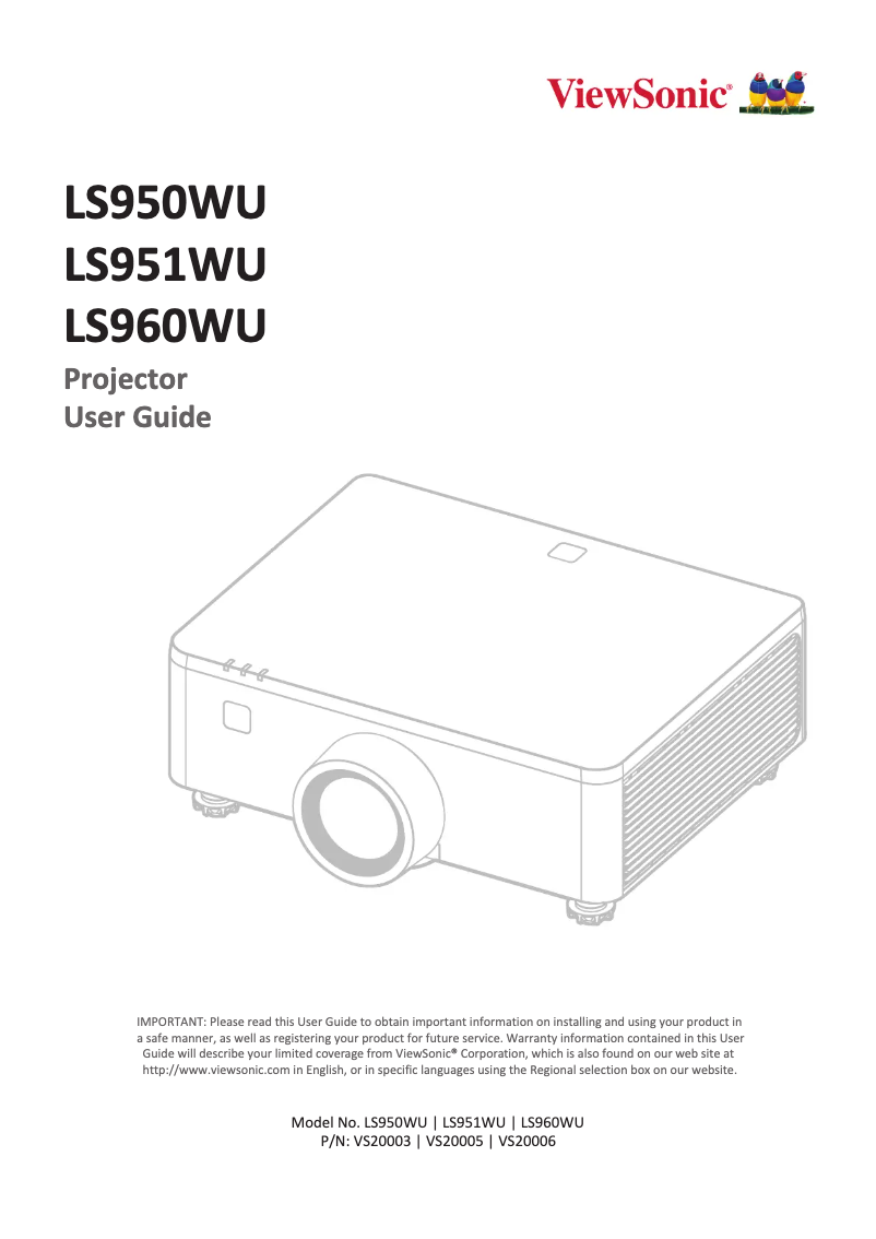 Page 1 de la notice Manuel utilisateur Viewsonic LS951WU