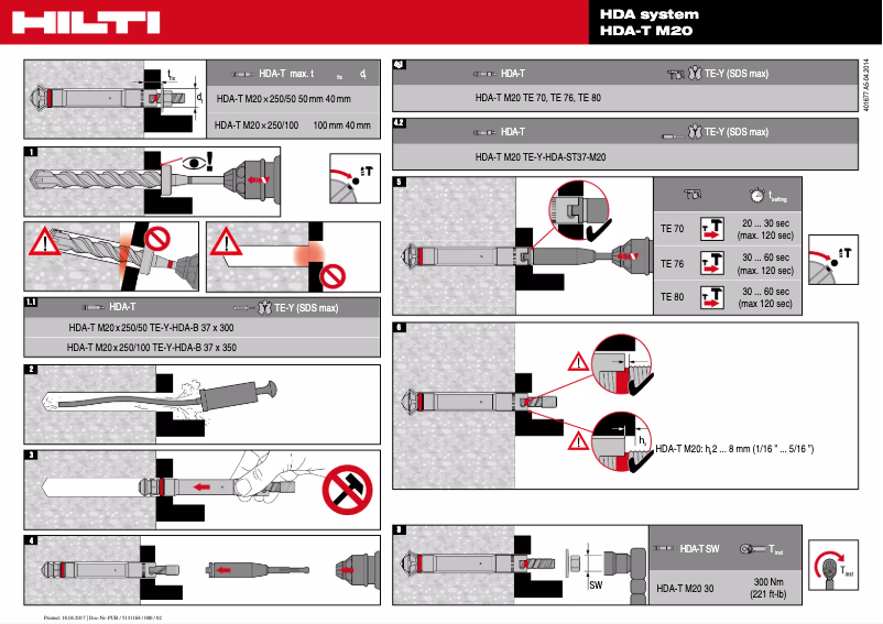 Page 1 de la notice Instructions / montage Hilti HDA-T