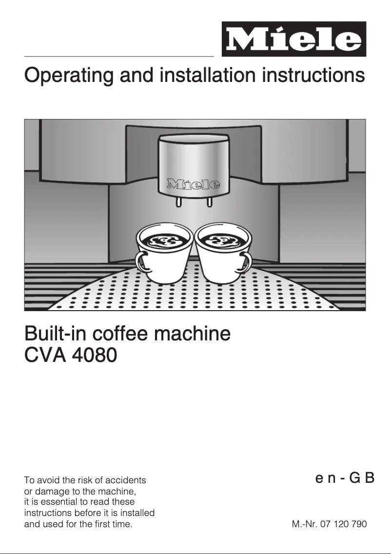 Page n°1 - Manuel utilisateur Miele CVA 4080