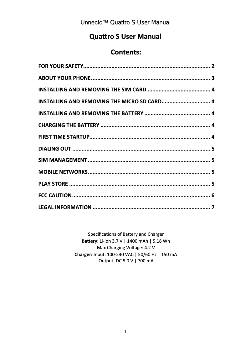 Image de la première page du manuel de l'appareil Quattro S