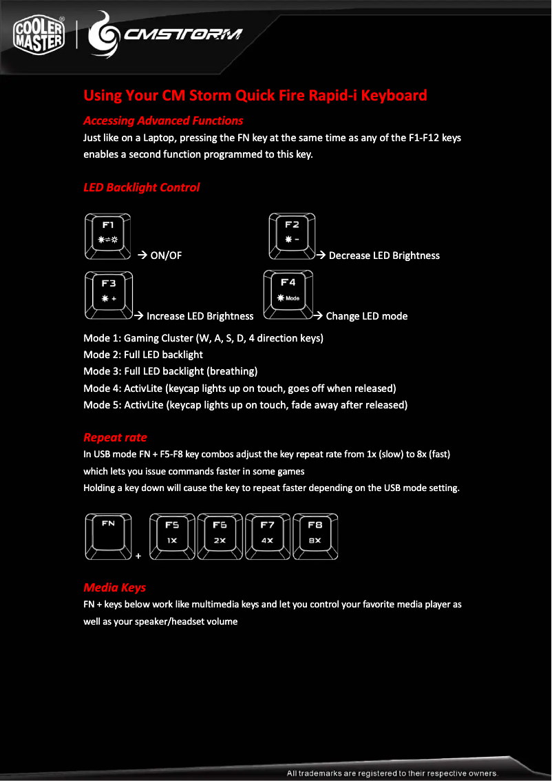Imagen de la primera página del manual del dispositivo CM Storm Quick Fire Rapid-I