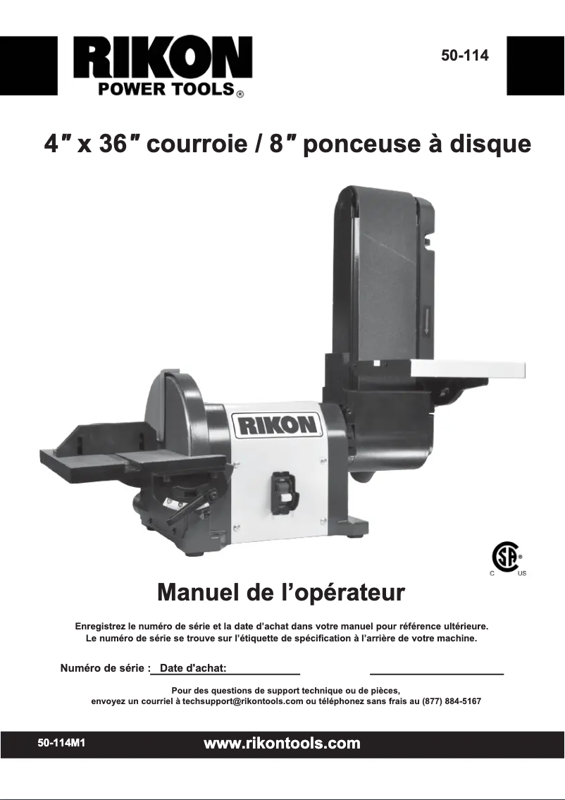 Page 1 de la notice Manuel utilisateur RIKON 50-114