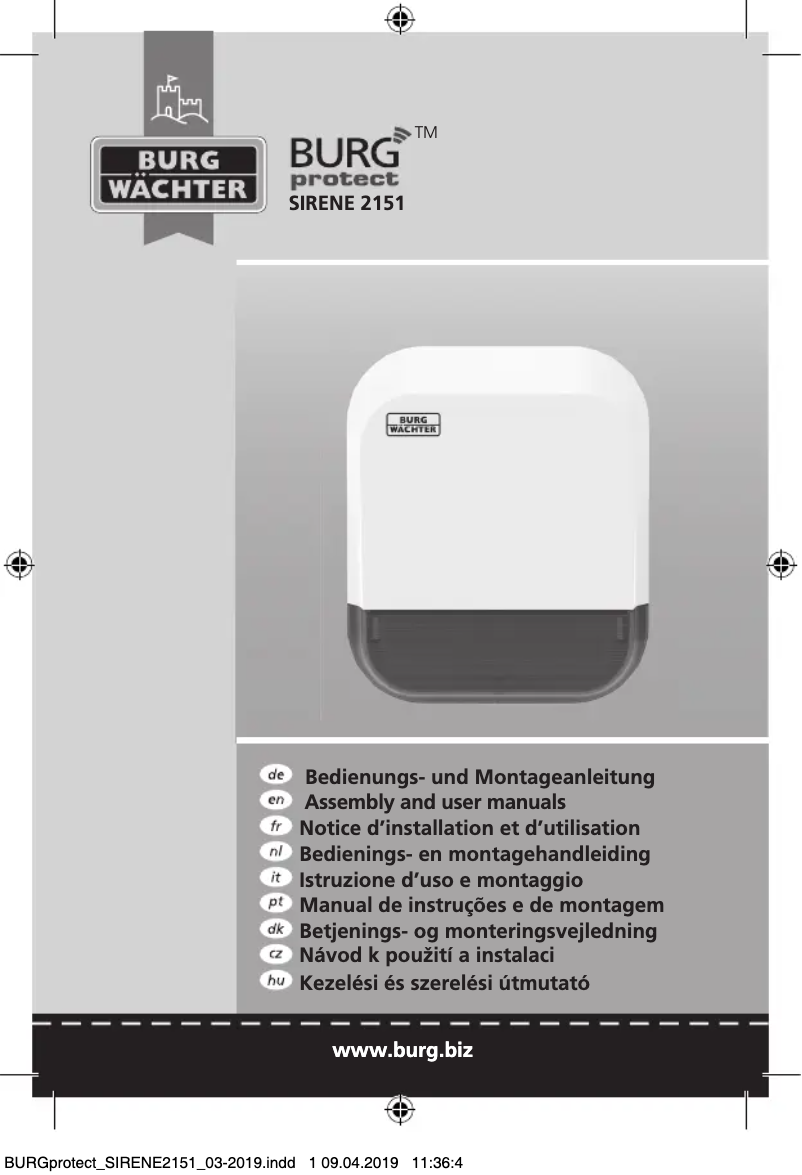 Página 1 del manual Manual de usuario Burg Wächter Sirene 2151