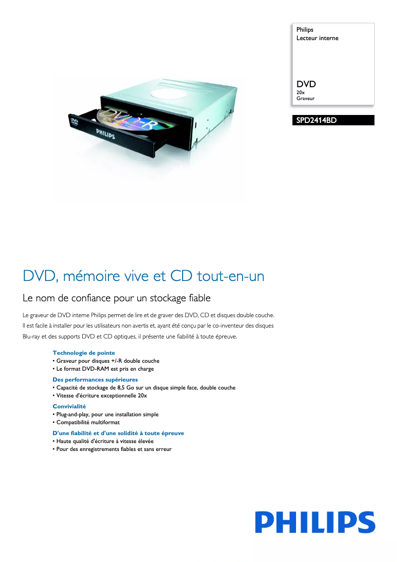 Image de la première page du manuel de l'appareil SPD2414BD