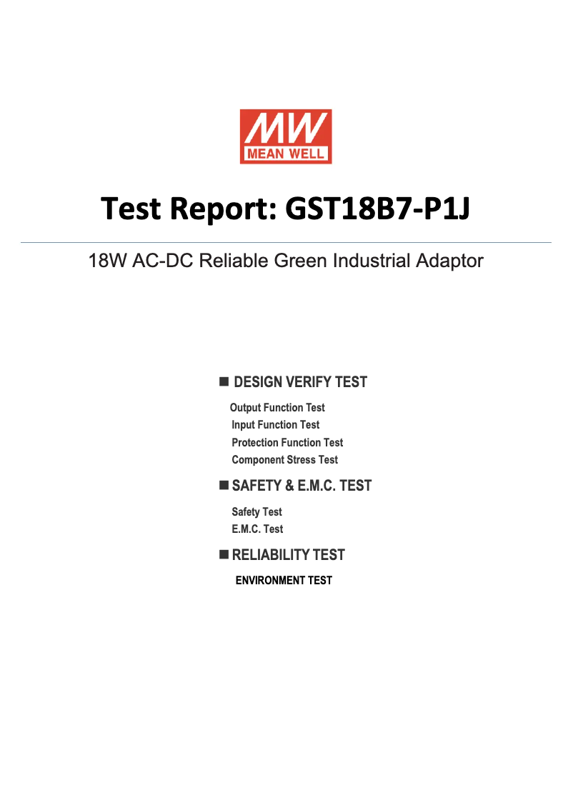 Page n°1 - Fiche technique Mean Well GST18B07-P1J