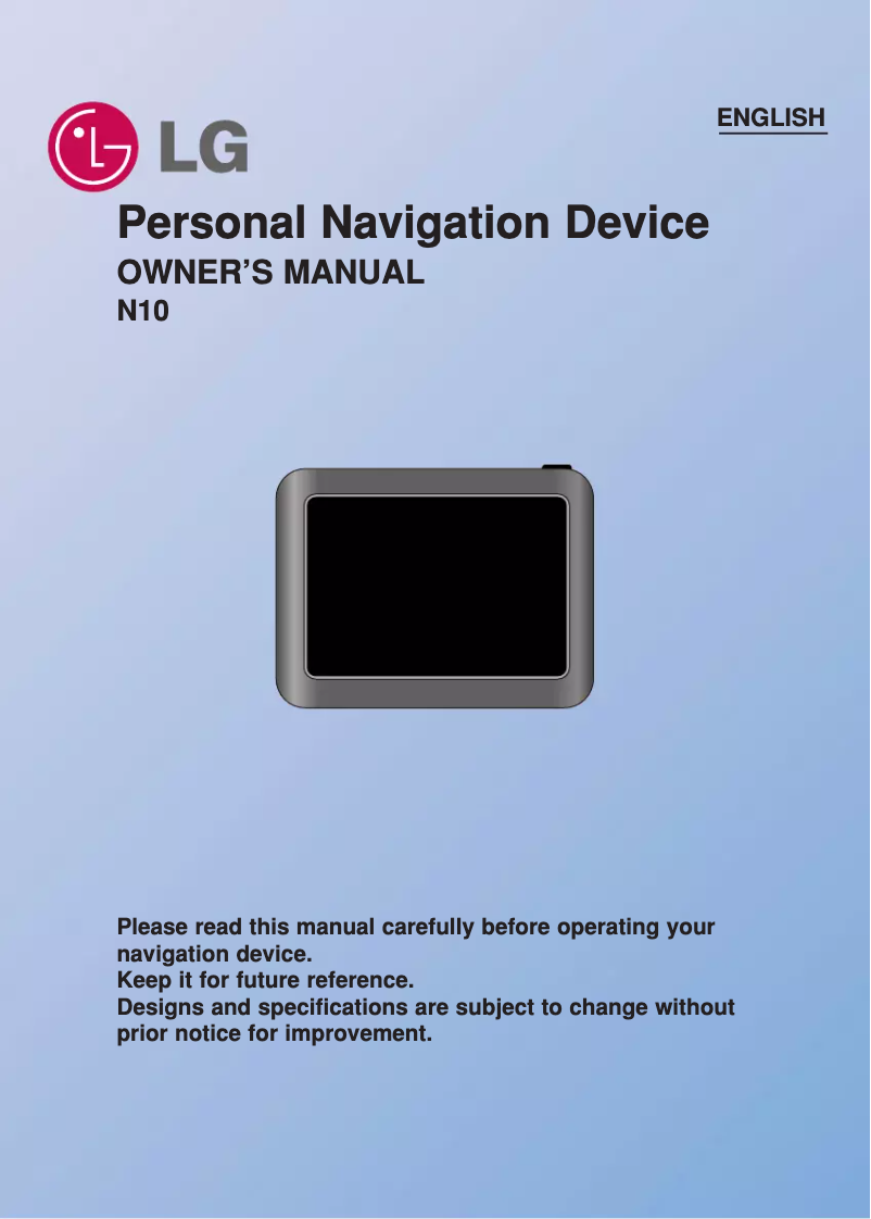 Image de la première page du manuel de l'appareil N10