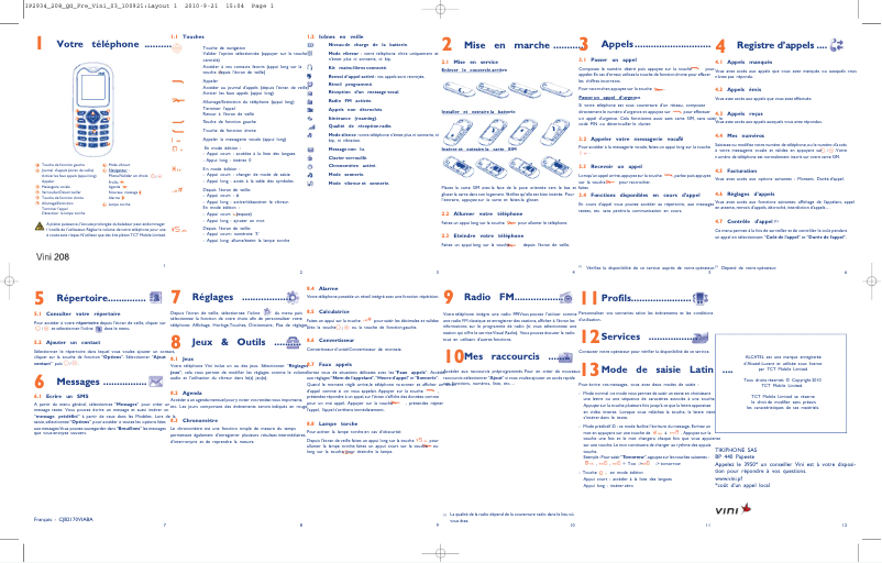 Page 1 de la notice Manuel utilisateur Alcatel One Touch 108