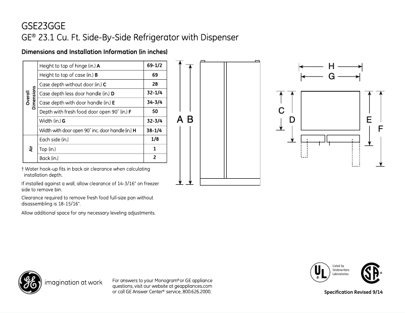 Image de la première page du manuel de l'appareil GSE23GWW