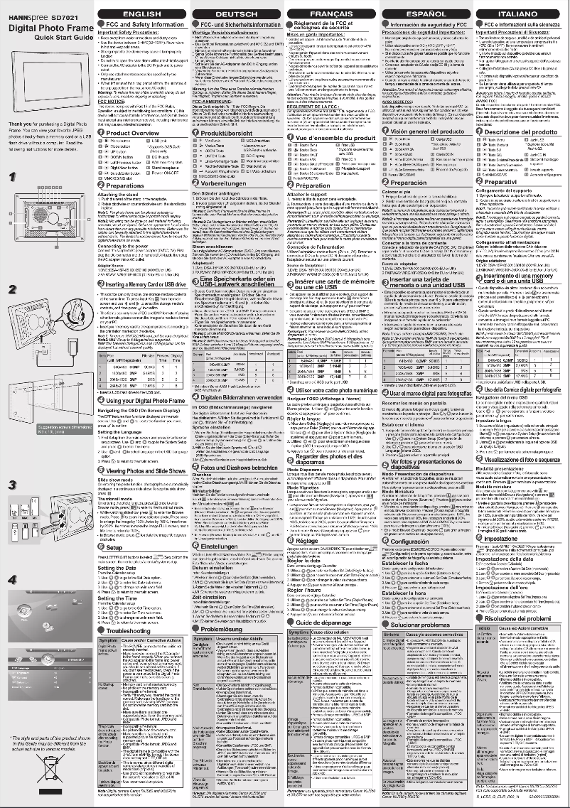 Page 1 de la notice Manuel utilisateur Hannspree SD7021