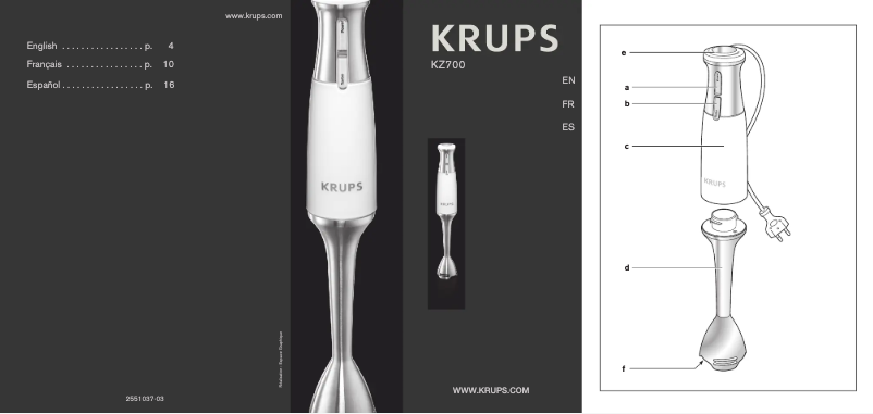 Image de la première page du manuel de l'appareil Crystal Line KZ700