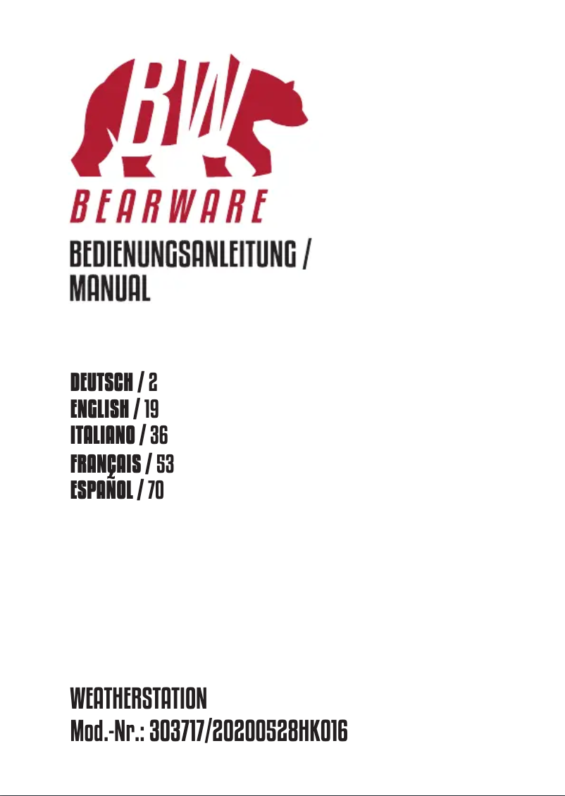 Page 1 de la notice Manuel utilisateur Bearware 303717