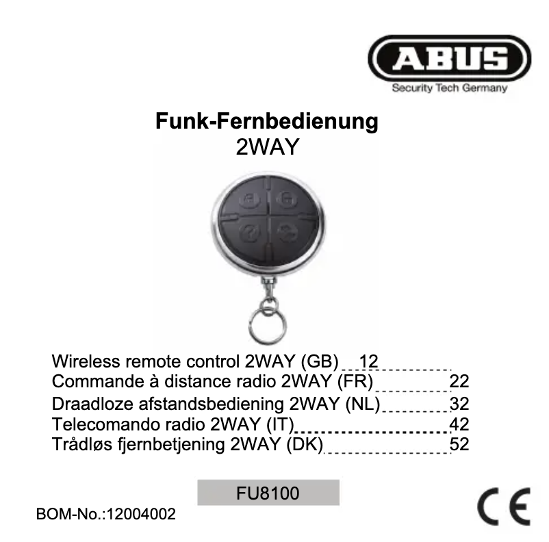 Page n°1 - Manuel utilisateur Abus Secvest 2WAY FU8100