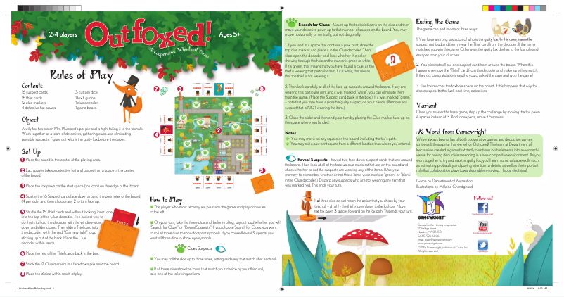 Page n°1 - Manuel utilisateur Gamewright Outfoxed!
