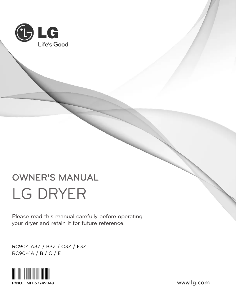 Page 1 de la notice Manuel utilisateur LG RC9041E