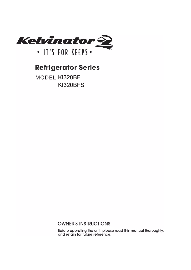 Page 1 de la notice Manuel utilisateur Kelvinator KI320BFS
