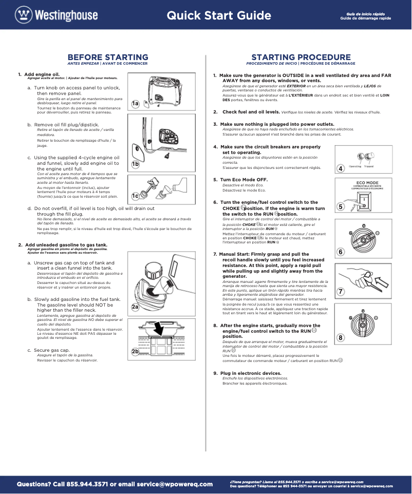 Page n°1 - Guide de démarrage rapide Westinghouse WH3700iXLTc